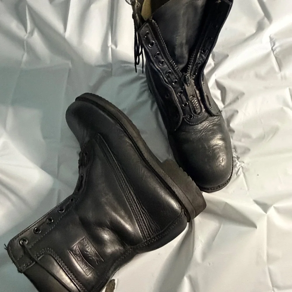 Ranger Mens Firewalker Firefighting Boots Black Leather Zip Front Goodyear 10